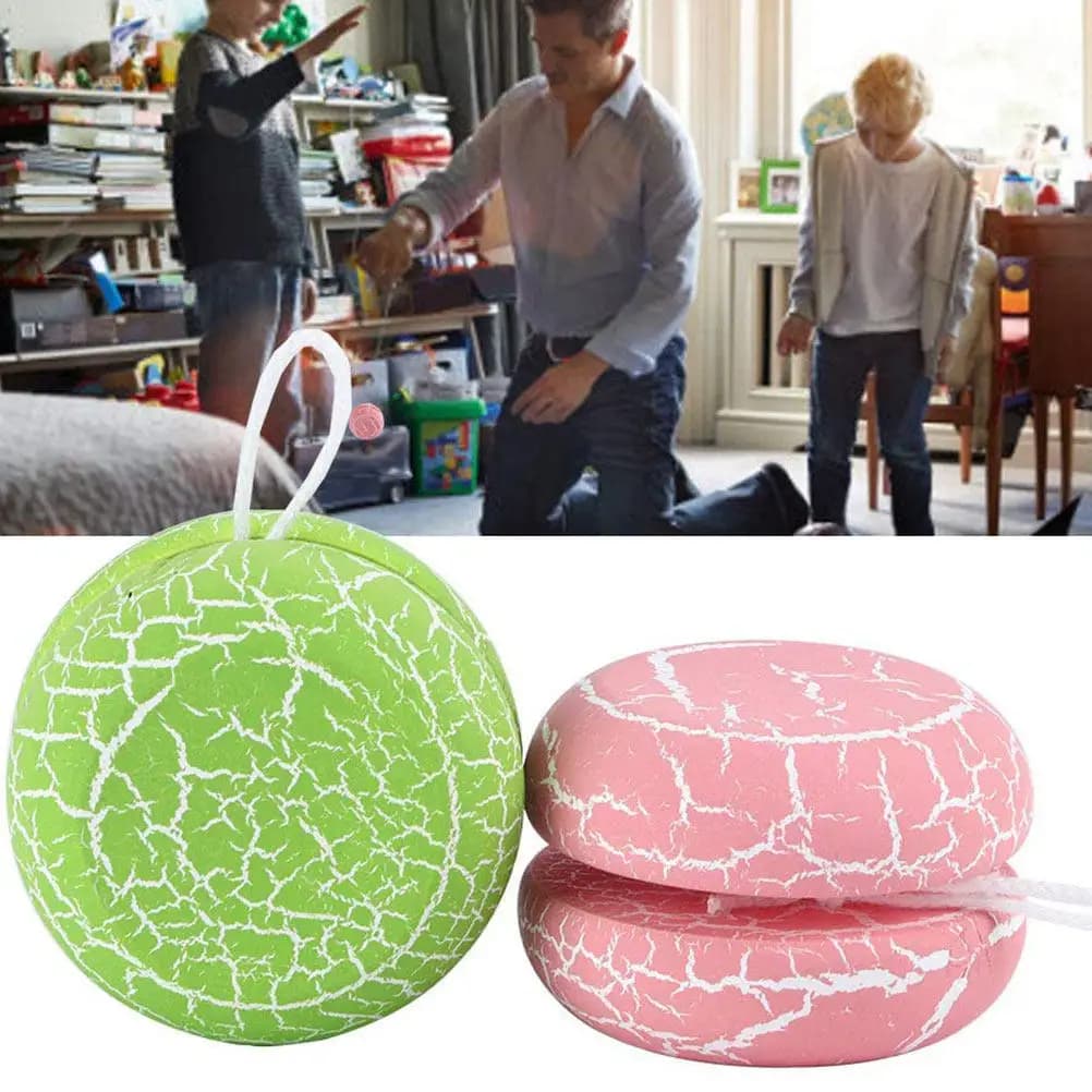 2 Pezzi Yo-Yo in Legno Stile Crack, Giocattolo Educativo Divertente per Bambini, Esercizio per il Polso, Portatile, Regalo, Giocattolo Educativo per Bambini