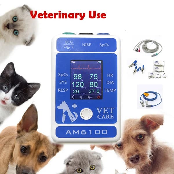 Professional Vet Bluetooth Blood Pressure Pulse Oximeter Heart Rate ECG Veterinary Equipment Monitor 2.4" Color TFT LCD Display
