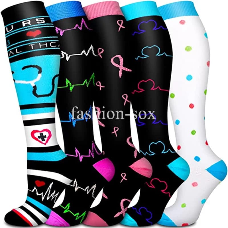 Nuove calze a compressione 20-30Mmhg Calze sportive alte al ginocchio adatte per vene varicose mediche Edema incinta Circolazione del diabete