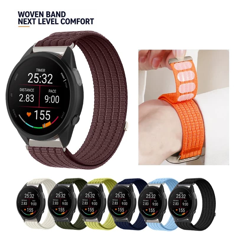 20mm Breathable Nylon Sport Loop Velcro Strap For Garmin Forerunner 165 / 170 / 70 / 245 / 158 / 55 / 645