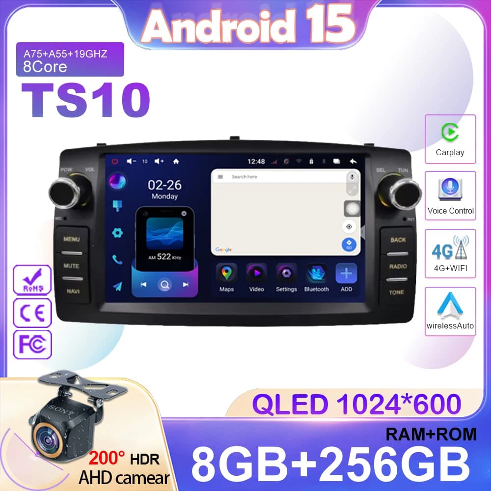 Autoradio For Toyota Corolla E120 2003-2006 BYD F3 Carplay Multimedia 7 ''Reprotore 2Din Autoaudio Android GPS Navigation Main Unit