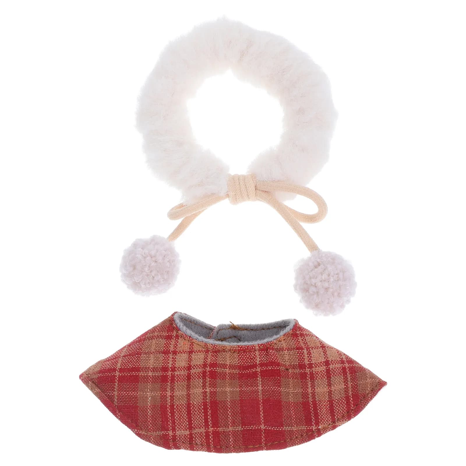 Mini Mantello per Peluche, Abito con Cappuccio a Quadri, Accessori per Vestiti Natalizi e di Capodanno, Piccoli Capi d'Abbigliamento