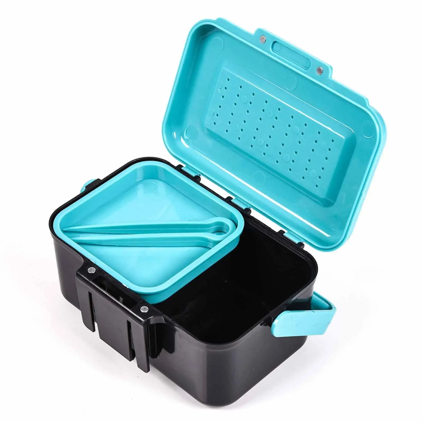 Scatola Porta Esche con Due Scomparti, Contenitore per Accessori da Pesca, Scatola per Attrezzatura da Pesca