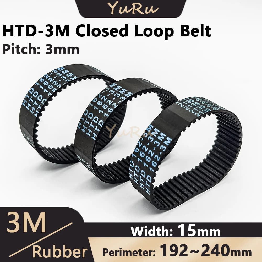 HTD-3M di Gomma Cinghia di Distribuzione Larghezza 15 millimetri Anello Chiuso Lunghezza 192 195 198 201 204 207 210 213 225 228 240 millimetri HTD3M Cinghia Sincrona 3M