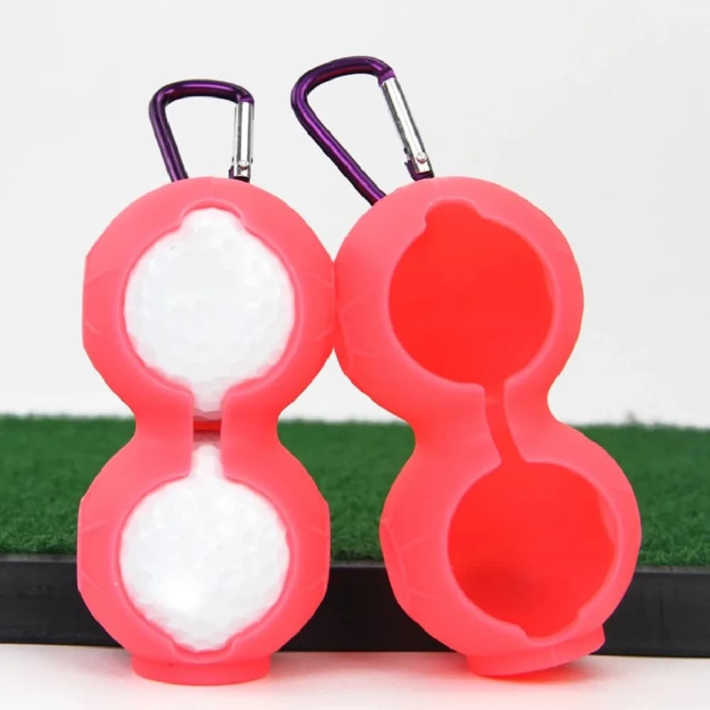 Copertura porta pallina da golf in silicone per 2 palline con moschettone, accessori da golf portatili attaccabili su cintura o sacca da golf
