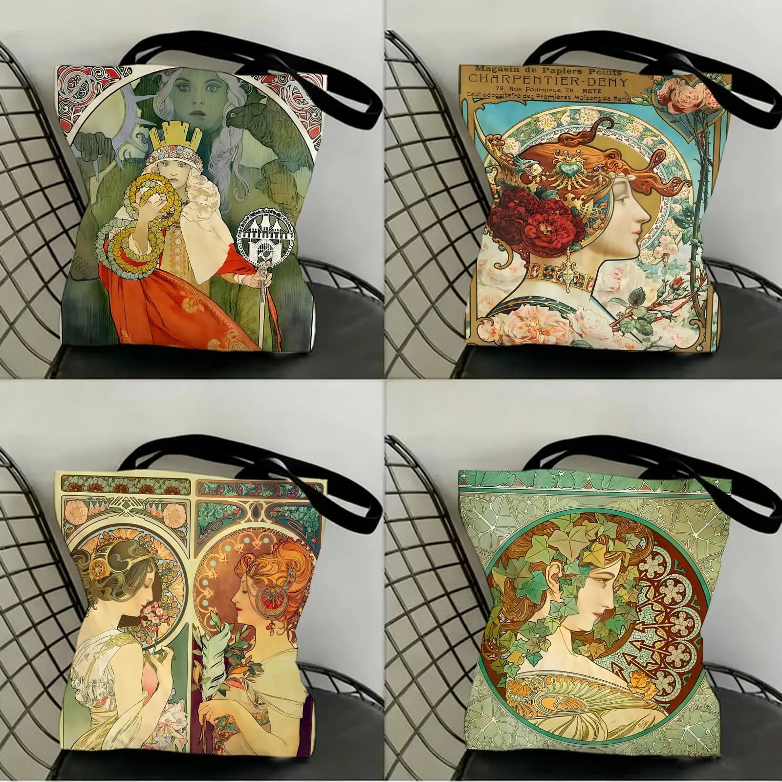 New Art Woman Storage Bags Canvas Double-Sided Print Fashion Shoulder Tote Shopping Bag Gift Eco Handbags