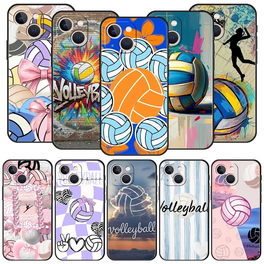 Cover for iPhone 17 Pro Max 16 15 14 13 12 11 Pro Max Plus 17AIR, shockproof case in soft TPU with volleyball print