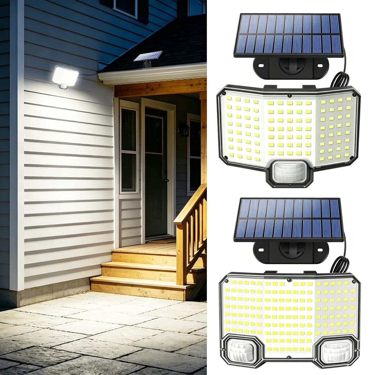 Lampada Solare da Esterno Super Luminosa 112 LED con Sensore Singolo, Impermeabile IP65, 3 Modalità di Accensione/Spegnimento Automatico per Giardino, Cortile, Porta