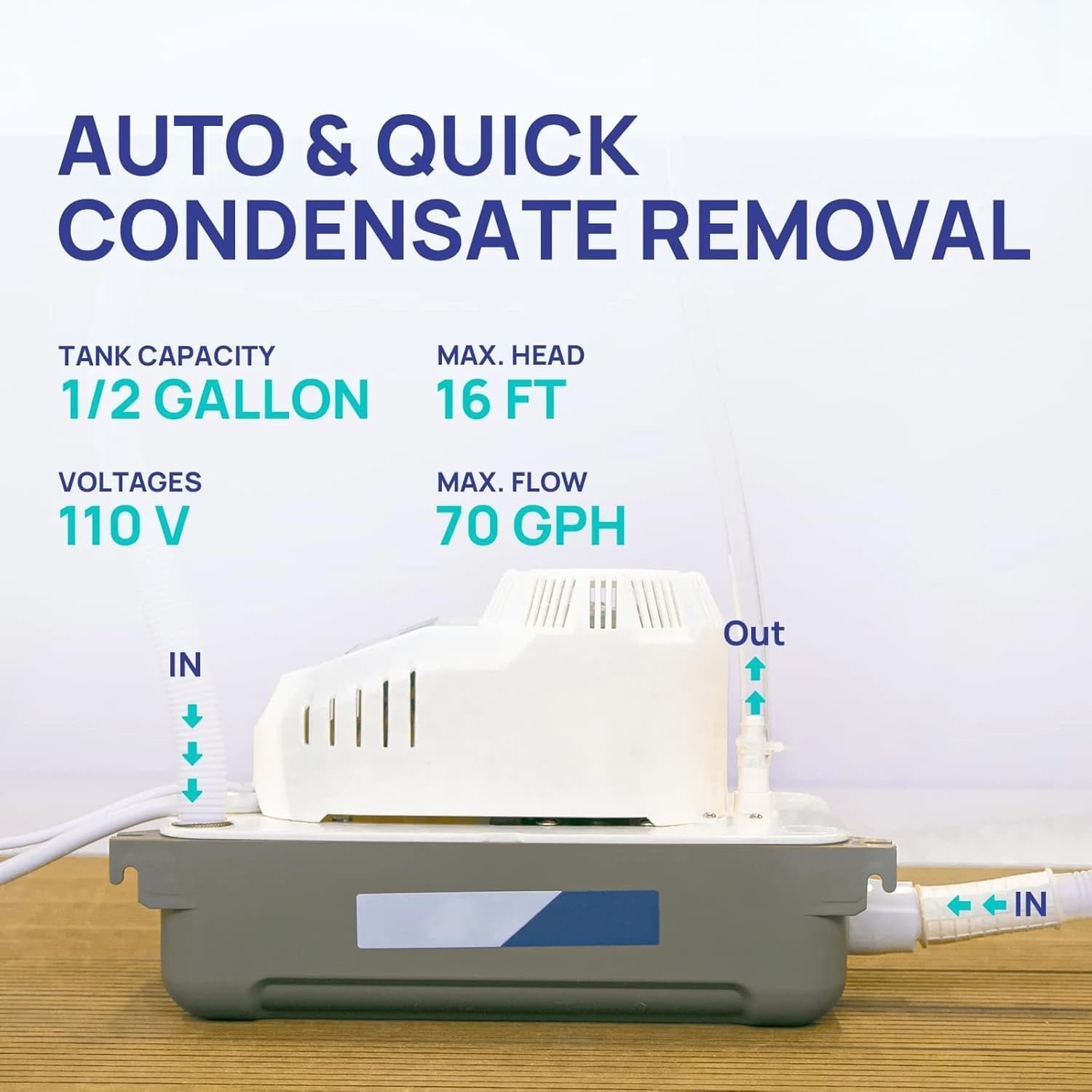 Pompa a condensato HVAC da 115 V 70 GPH, interruttore di sicurezza automatico, rimozione condensa CA per condizionatore d'aria, forno, deumidificatore, in vendita