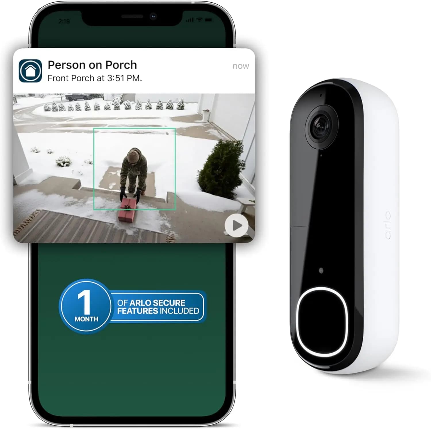 Campanello video 2K con visione notturna, audio bidirezionale, riconoscimento di persone e veicoli, opzione wireless/cablata
