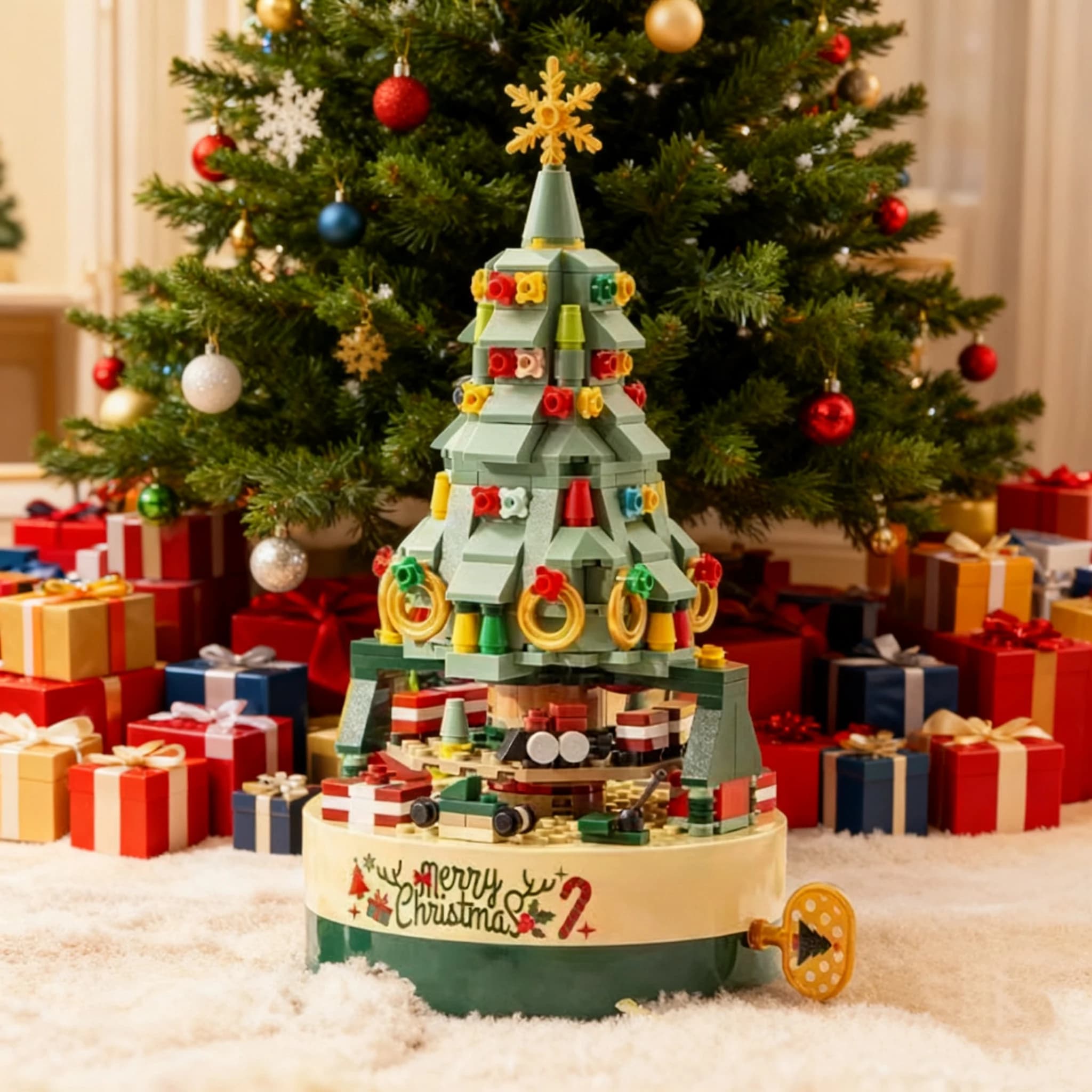 Carillon a forma di albero di Natale, otto blocchi musicali, decorazioni natalizie, regalo artigianale in legno