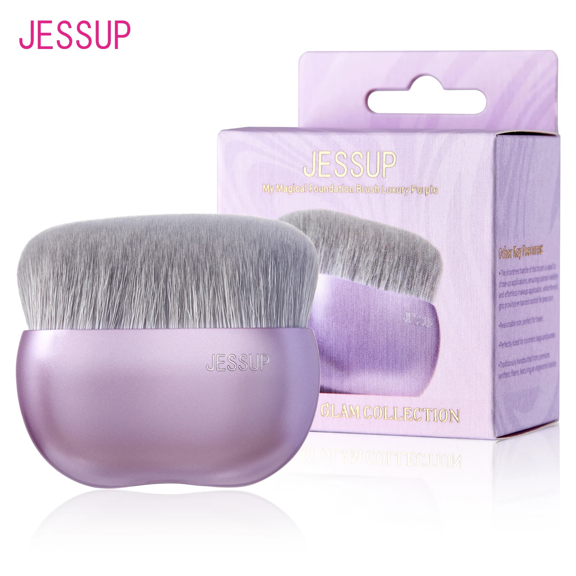 Jessup Pennello per fondotinta per trucco liquido, Pennello Kabuki grande con parte superiore piatta per sfumare, lucidare, punteggiatura, viola di lusso SF003