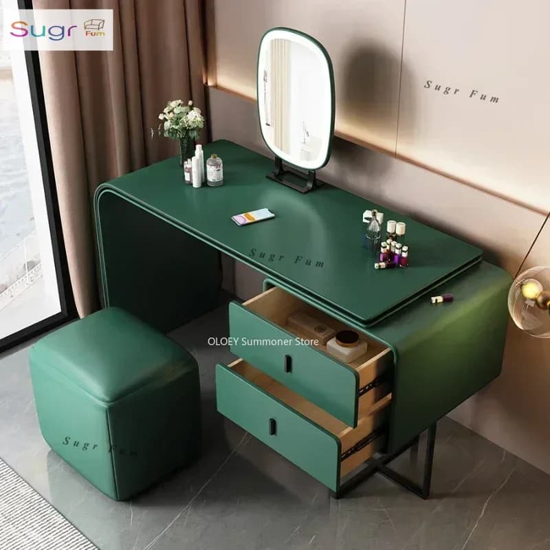 Vanity Makeup Desk Mobili per camera da letto Mobili per camera da letto Set di armadietti per scarpe Tavolo per organizer Scrivania per camera estetica moderna