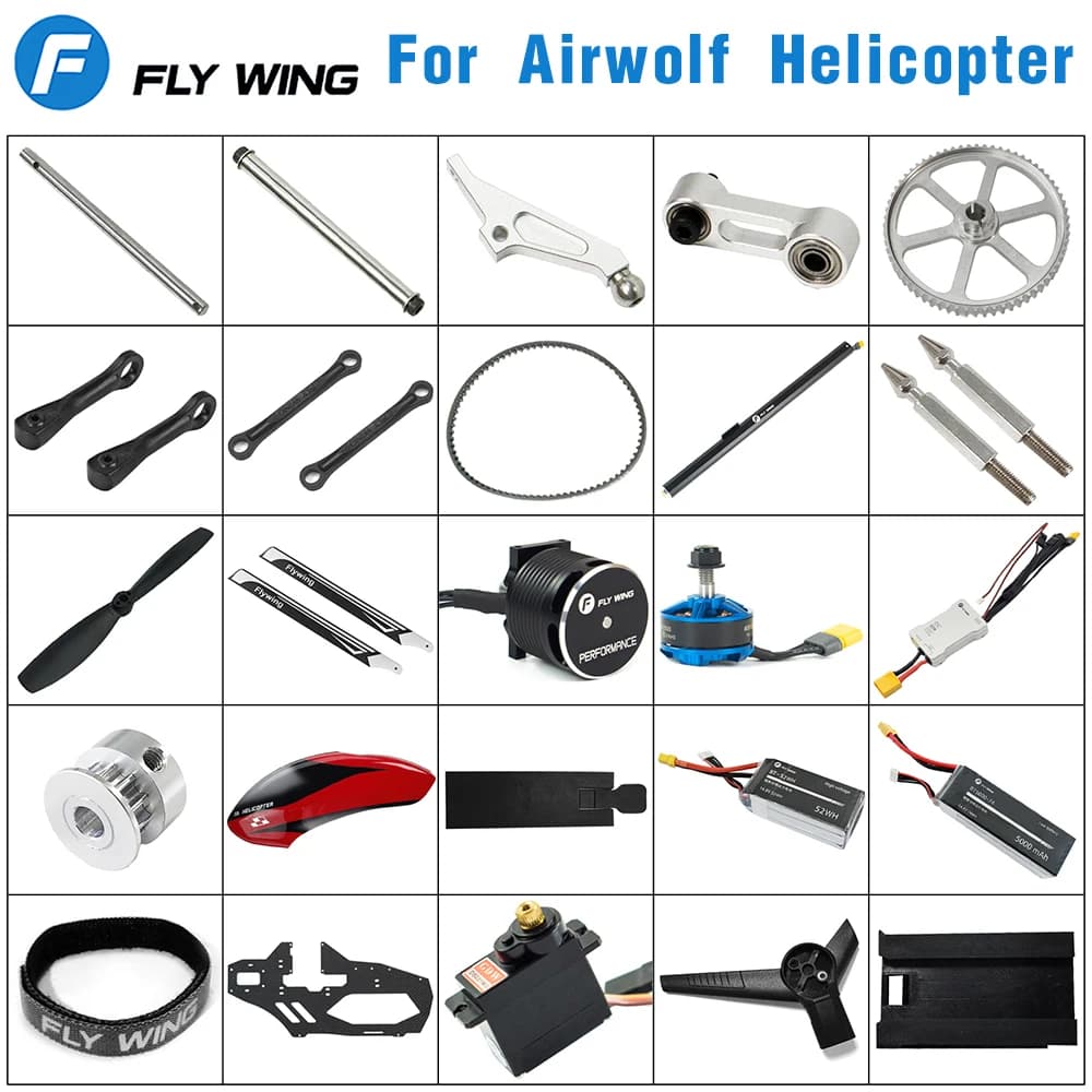 Fly Wing Airwolf RC Parti di elicotteri Accessori per droni Piastra installata in fabbrica originale Lama di coda Lama principale Motore Servo ESC