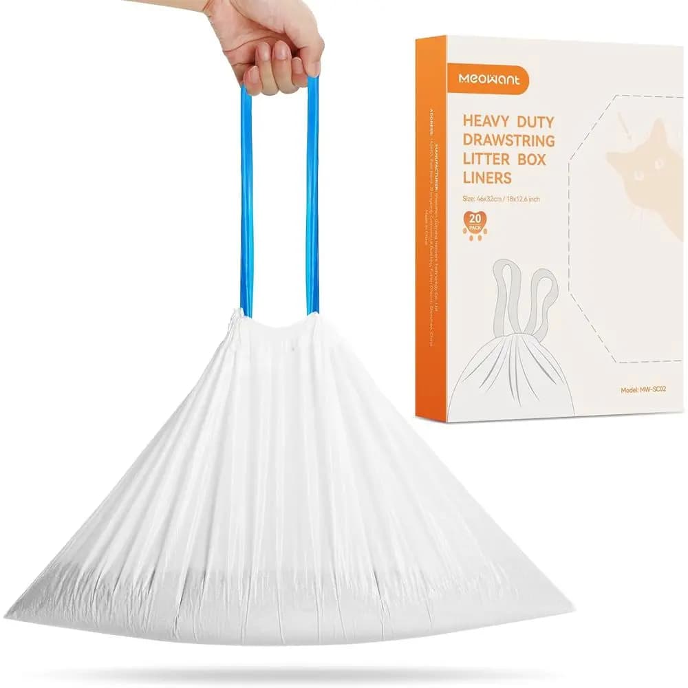 Cat Litter Box Liners, Dstring Retacles Bags Thickened Waste Bag or Automatic Cat Litter Box, 20pcs