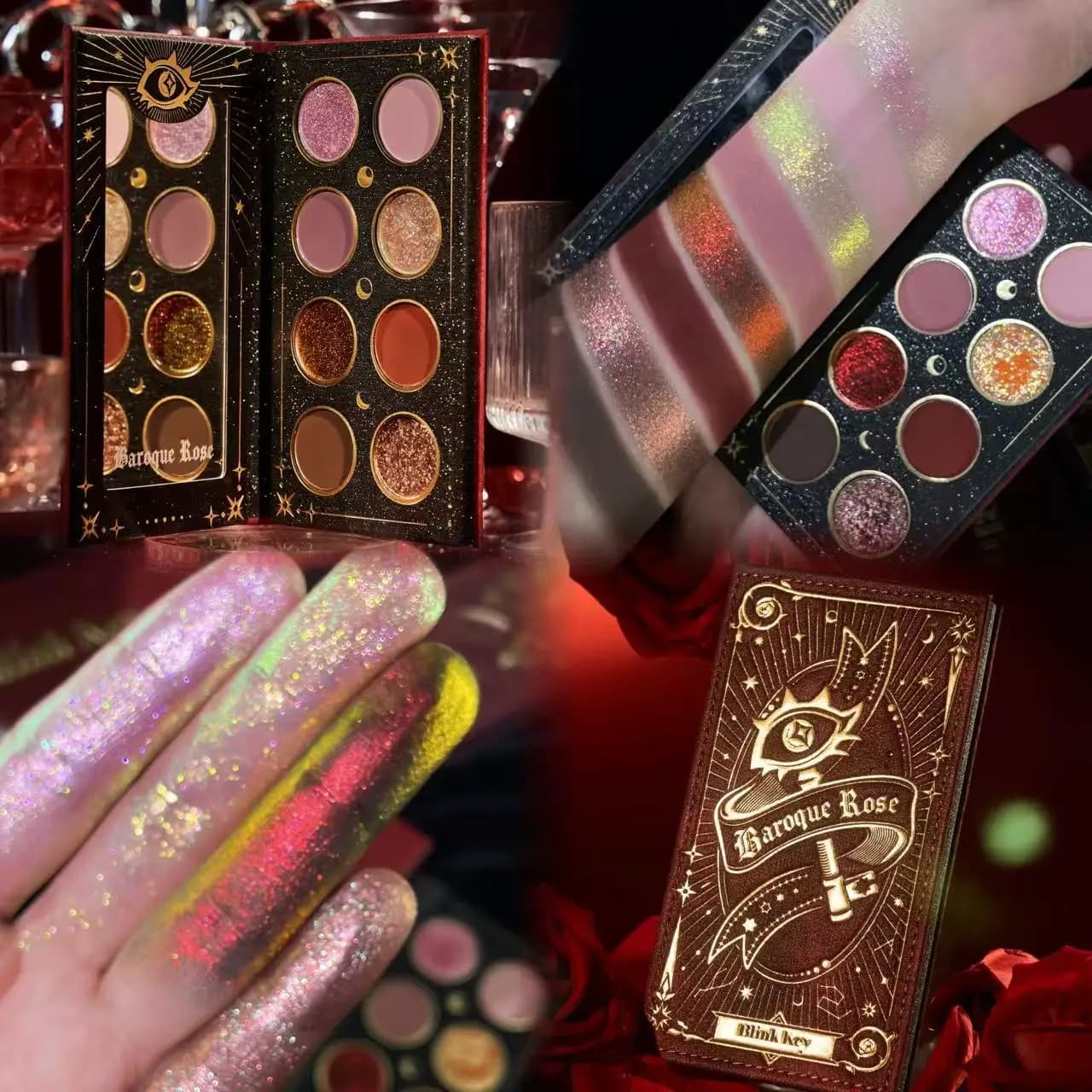 Blinkkey 8 Color Baroque Rose Eyeshadow Palette Matte Shimmer Chameleon Pearly Shiny Metal Eye Shadow Palette Make-up
