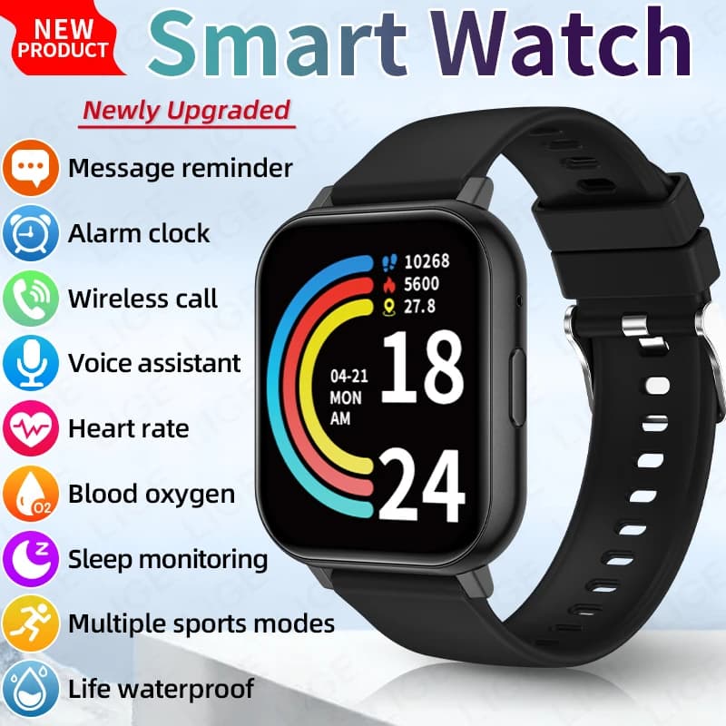 LIGE Smartwatch Original with 1.83 Inch HD Display, Bluetooth Call, Waterproof, Fitness Monitoring and Health for Men and Women
