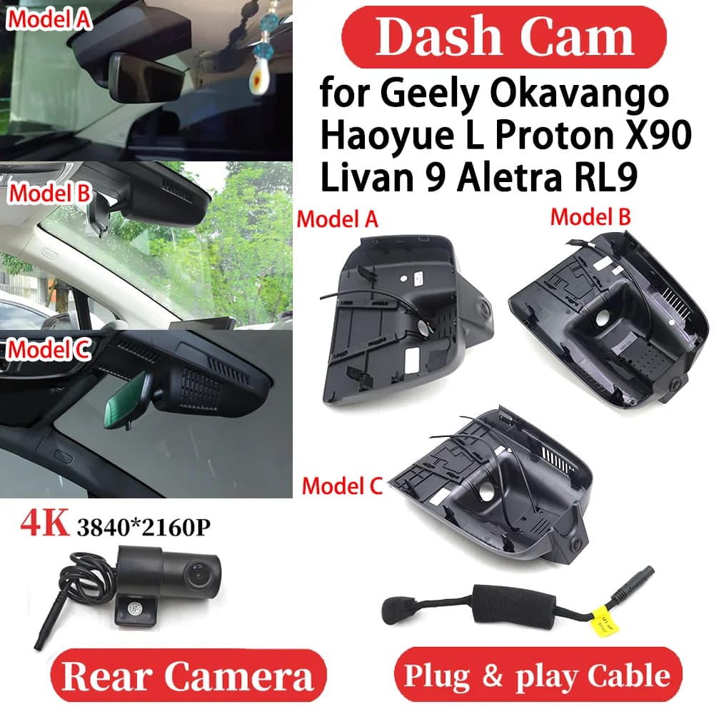 ZJCGO for Geely Okavango Haoyue L Proton X90 Livan 9 Aletra RL9 Auto 4K Video Recorder DVR Dash Cam Dash Cam Dash Camera Night Vision