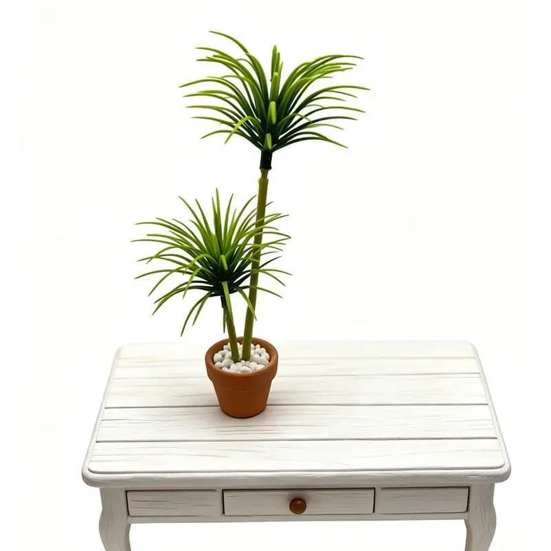 1Pcs Delicate 1/12 Dollhouse Mini Pottery Pot Simulation Dragon Blood Tree Green Plant Potted For Micro Garden Scenery