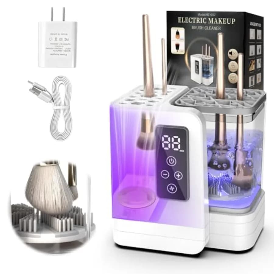 Macchina Elettrica 5-in-1 per Pulizia e Asciugatura Pennelli da Trucco - Strumento Portatile Automatico USB per Pulizia Profonda dei Pennelli Cosmetici