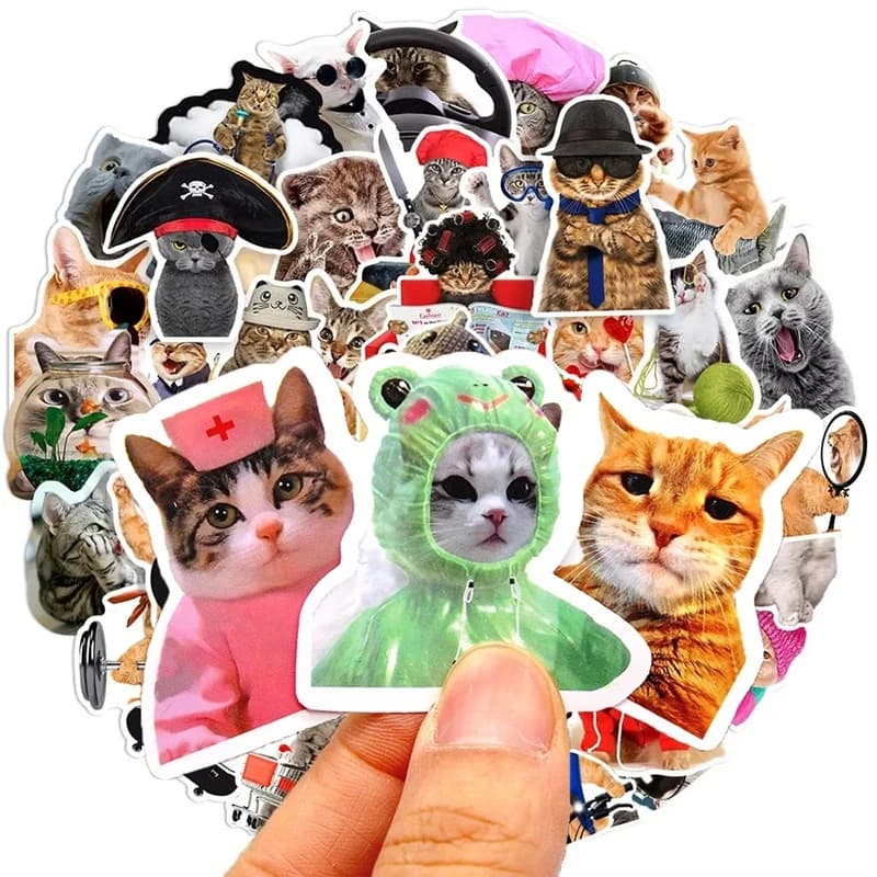 10/50/100pcs Cute Funny Cat Stickers Kawaii Cartoon Animals Decals Laptop Motorcycle Suitcase Notebook Kids Waterproof Sticker