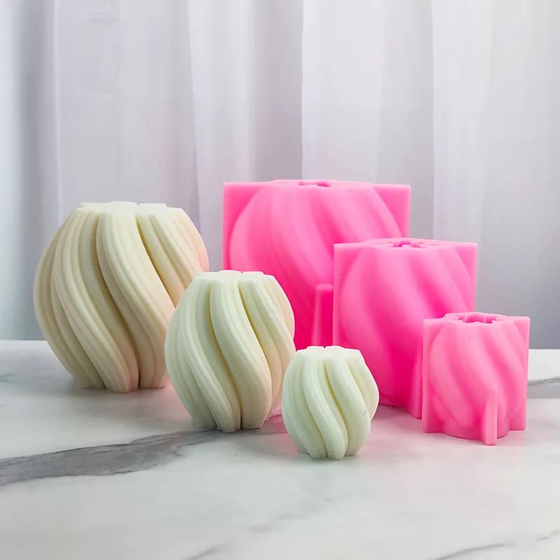 Stampo per candele a colonna a strisce geometriche Stampo in silicone a onda rotante grande Stampo in resina per sapone per aromaterapia in gesso Regali per la casa
