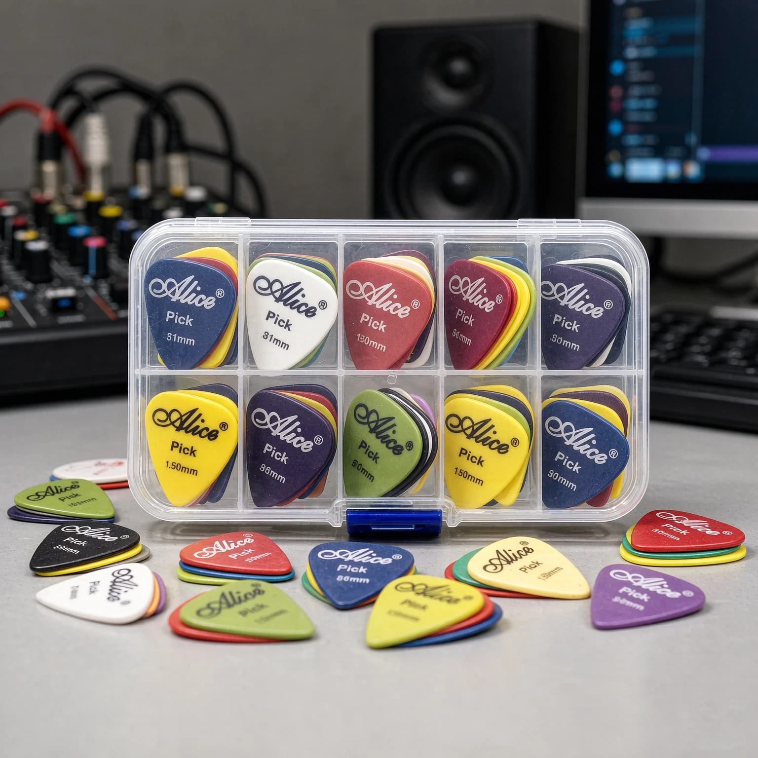 Guitar Picks – 0.58/0.71/0.81/0.96/1.2/1.5mm Hardened Edges for Fast Lead & Rhythmic Strumming, Ergonomic Finger Fit TMZ