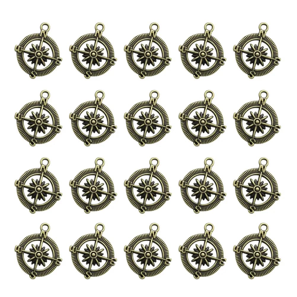 20 Pezzi Ciondoli a Bussola in Lega, Kit Fai da Te per Creazione Gioielli: Collane, Bracciali, Orecchini, Portachiavi, Catenine per Maglioni, Cavigliere, Accessori per Cellulari