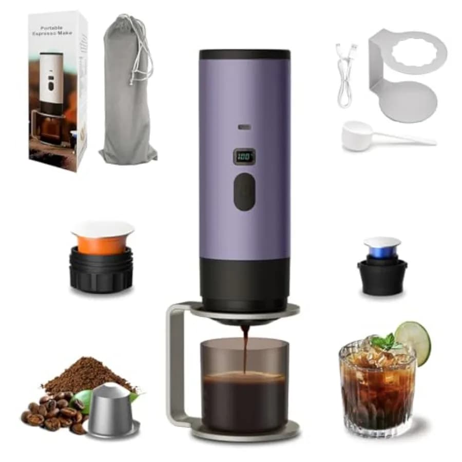3-in-1 Portable Coffee Maker, 15 Bar Portable Espresso Machine with LED Display and 90ml Sink, Travel Coffee Maker Self-Heating