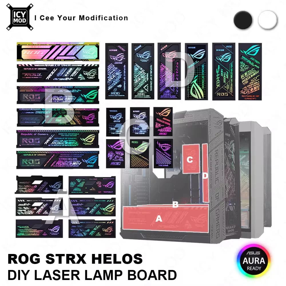 ASUS GX601 Custodia per incisione laser Pannello ARGB Piastra di illuminazione ROG Strix Helios PC MOD Piastra luminosa decorativa