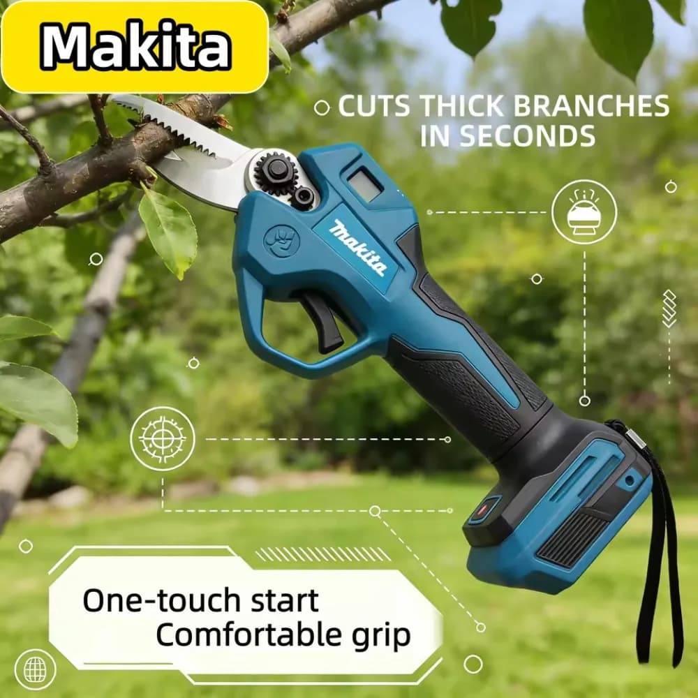 Forbici Elettriche per Potatura Makita 18V Senza Spazzole 2026, Cesoie da Giardino a Batteria per Alberi da Frutto - Batteria Non Inclusa