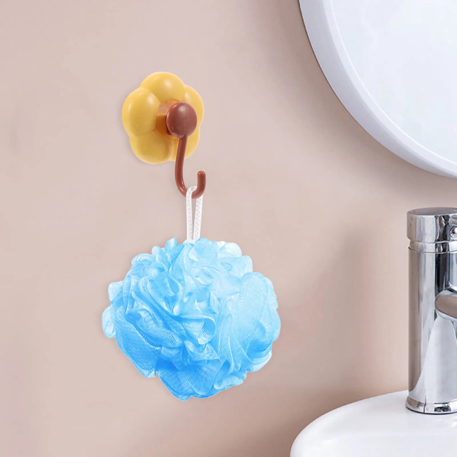 Gancio a ventosa riutilizzabile a forma di fiore per bagno, appendiabiti da parete senza foratura per porte in vetro e finestre, ganci a fiore rimovibili e lavabili a forma di cartone animato