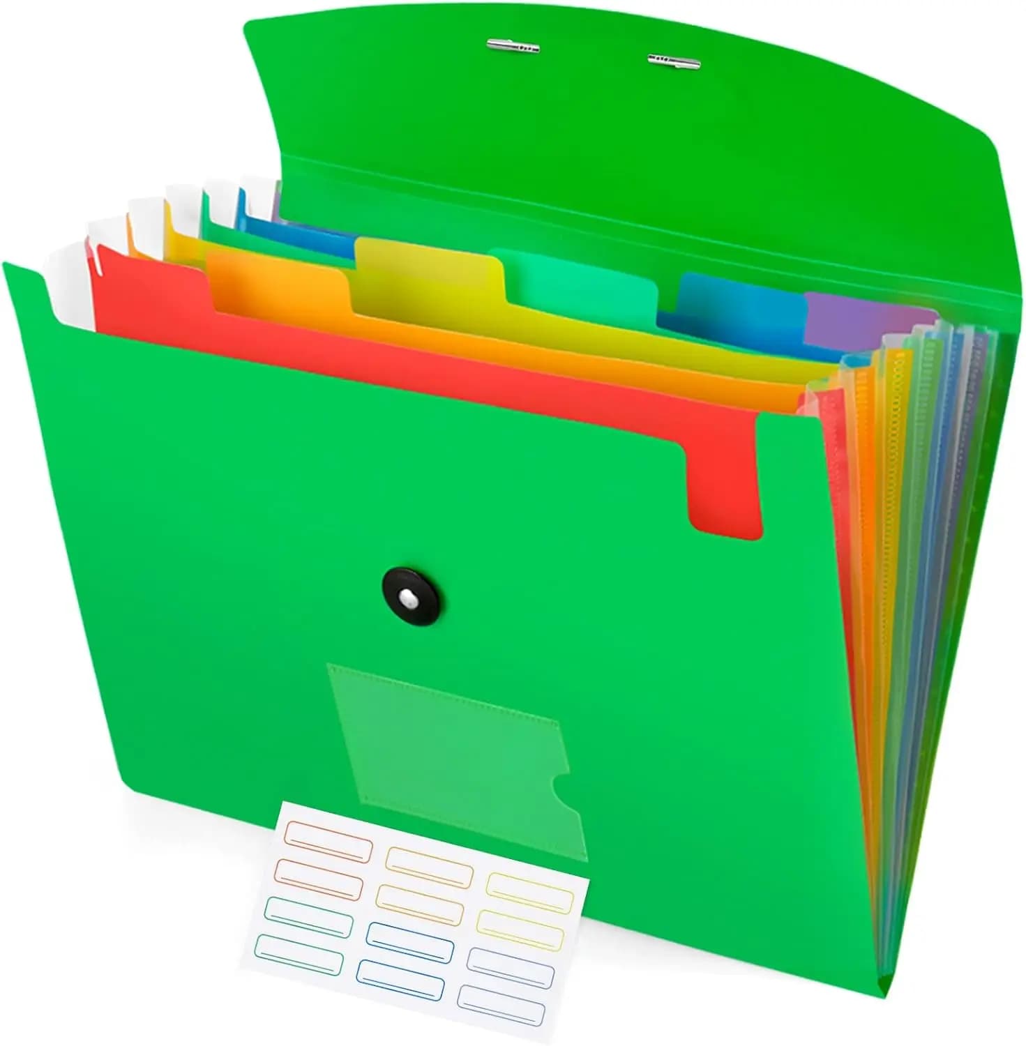 Cartella Portadocumenti Espandibile a 7 Tasche, Formato A4/Letter, Organizzatore Portatile per Documenti per Scuola e Ufficio in Verde