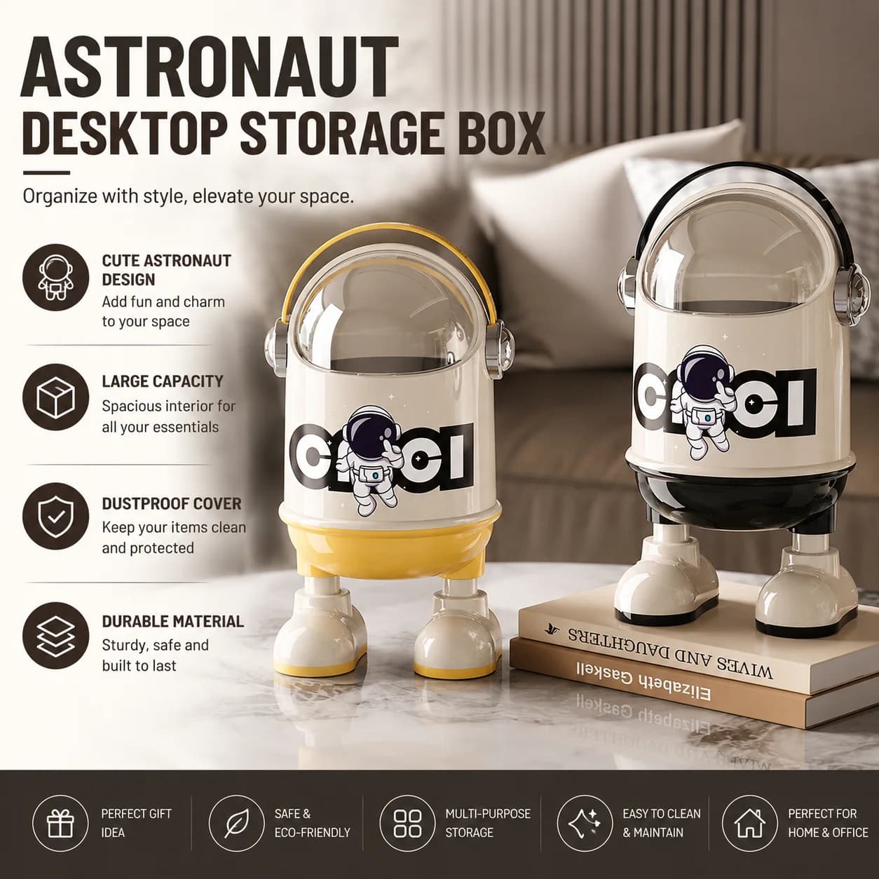 Large Size Space Garbage Bin Creative Home Living Room Light Luxury High-End New Style Bedroom Kitchen Trash Can