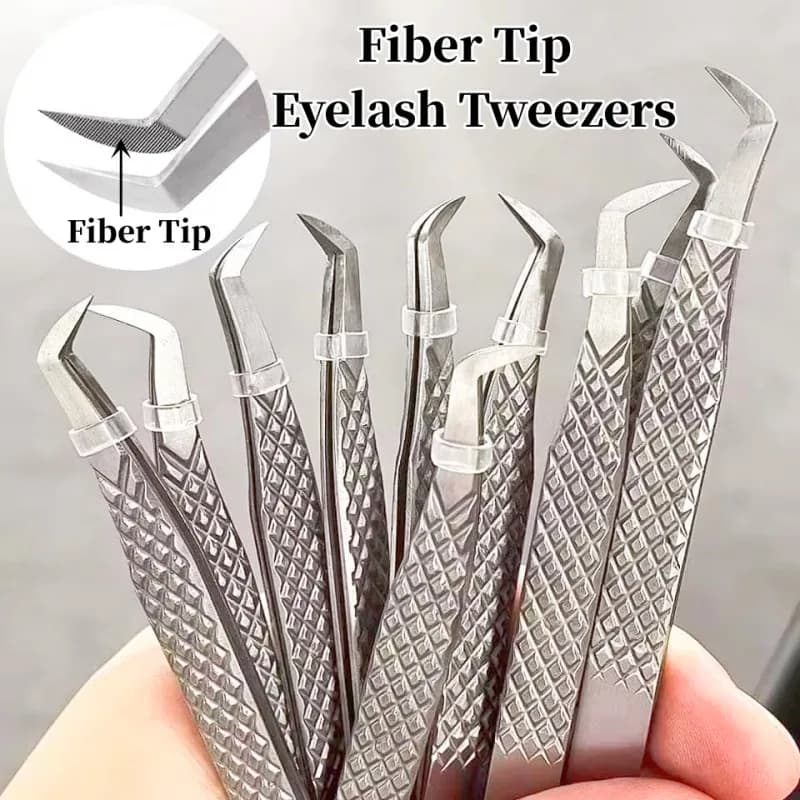 Nanometric fiber tip tweezers for Mega Volume eyelash extension, perfect tip for insulation and application, professional makeup tools.