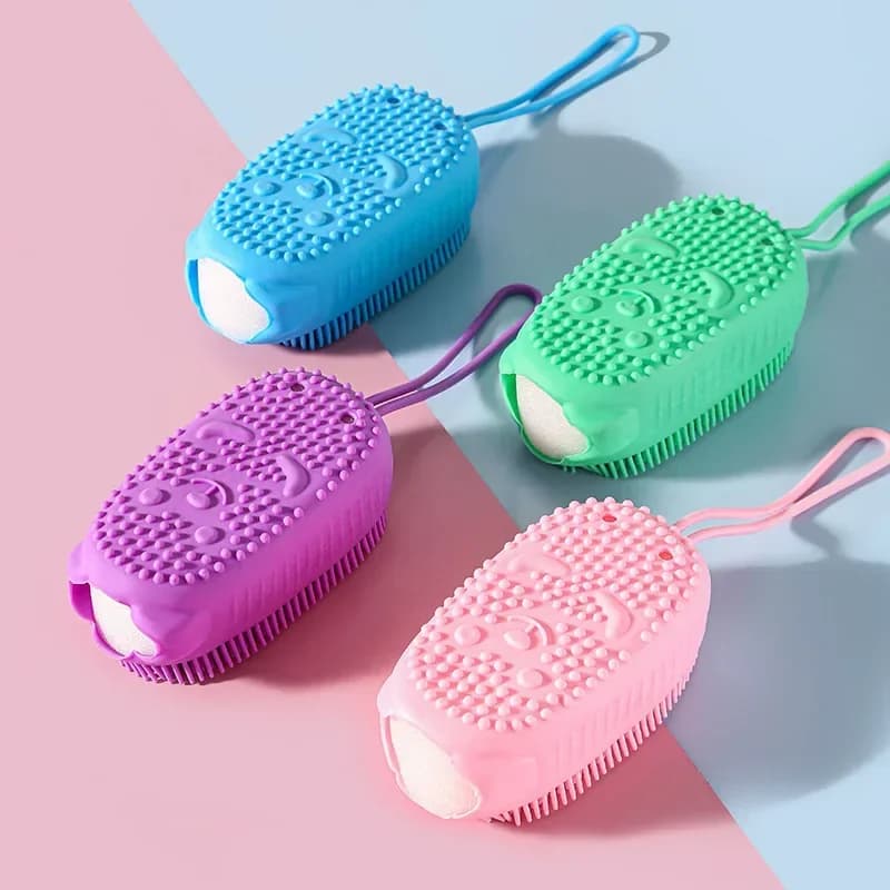 Nuova Spazzola da Bagno in Silicone, Strumento per Doccia, Spazzola a Bolle a Doppia Faccia, Spugna Salvapassione e Pratica per la Casa
