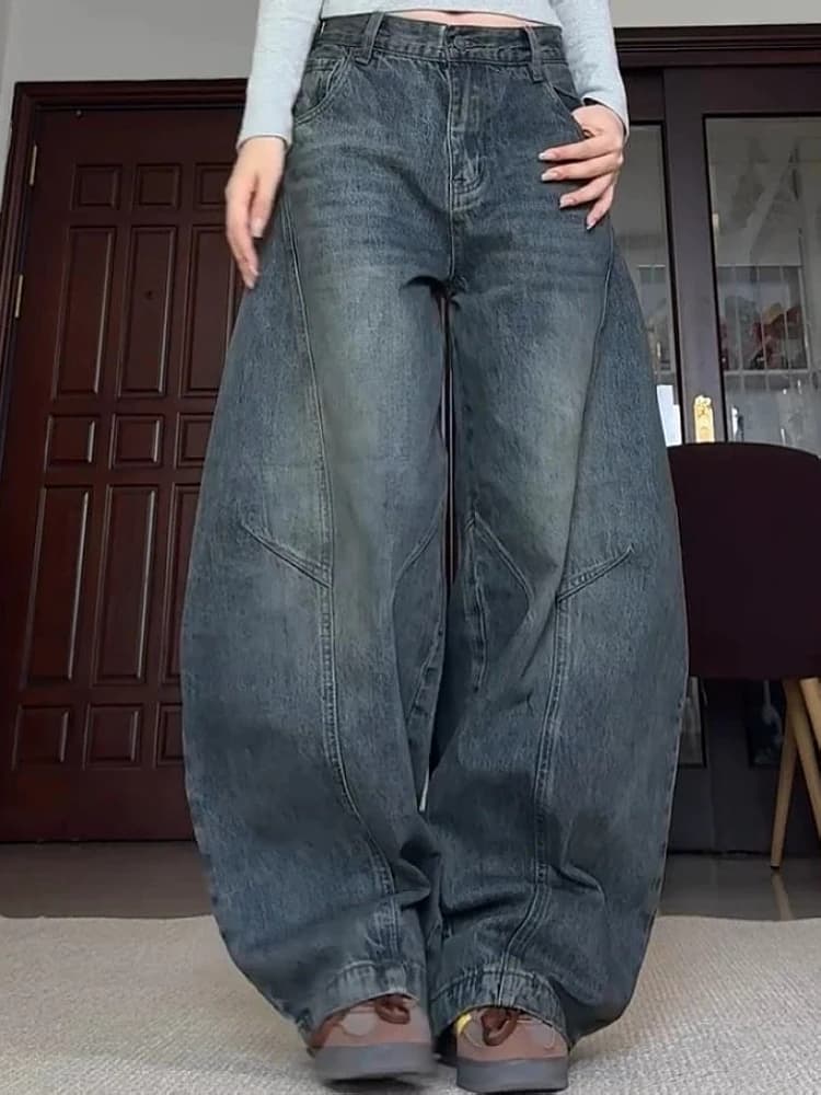 High Waist Wide Leg Jeans Loose Fit Men Women Street Style Vintage Feel Bootcut Pants Straight Body Shape All Seasons