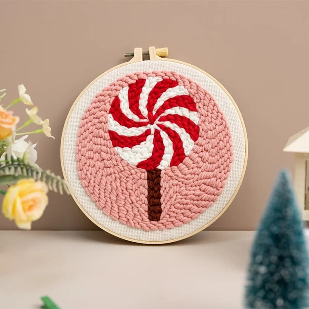 Merry Christmas Punch Needle Kit Beginner Embroidery Set Handmade Yarn Art Punch Needle Embroidery Punch Needle Supplies