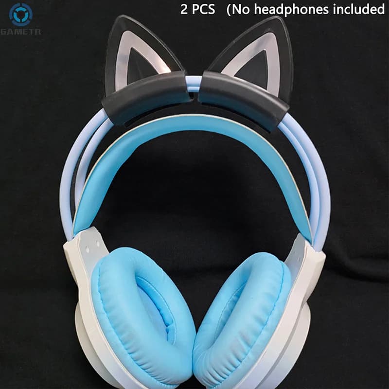2 pcs cat ear for earphones game earphones stereo earphone decoration light silicone pendant