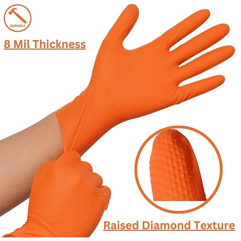 Guanti da lavoro monouso Nitrile 8mil Texture rialzata ispessita Antiscivolo e antistrappo Adatto per lavori di pulizia e riparazione