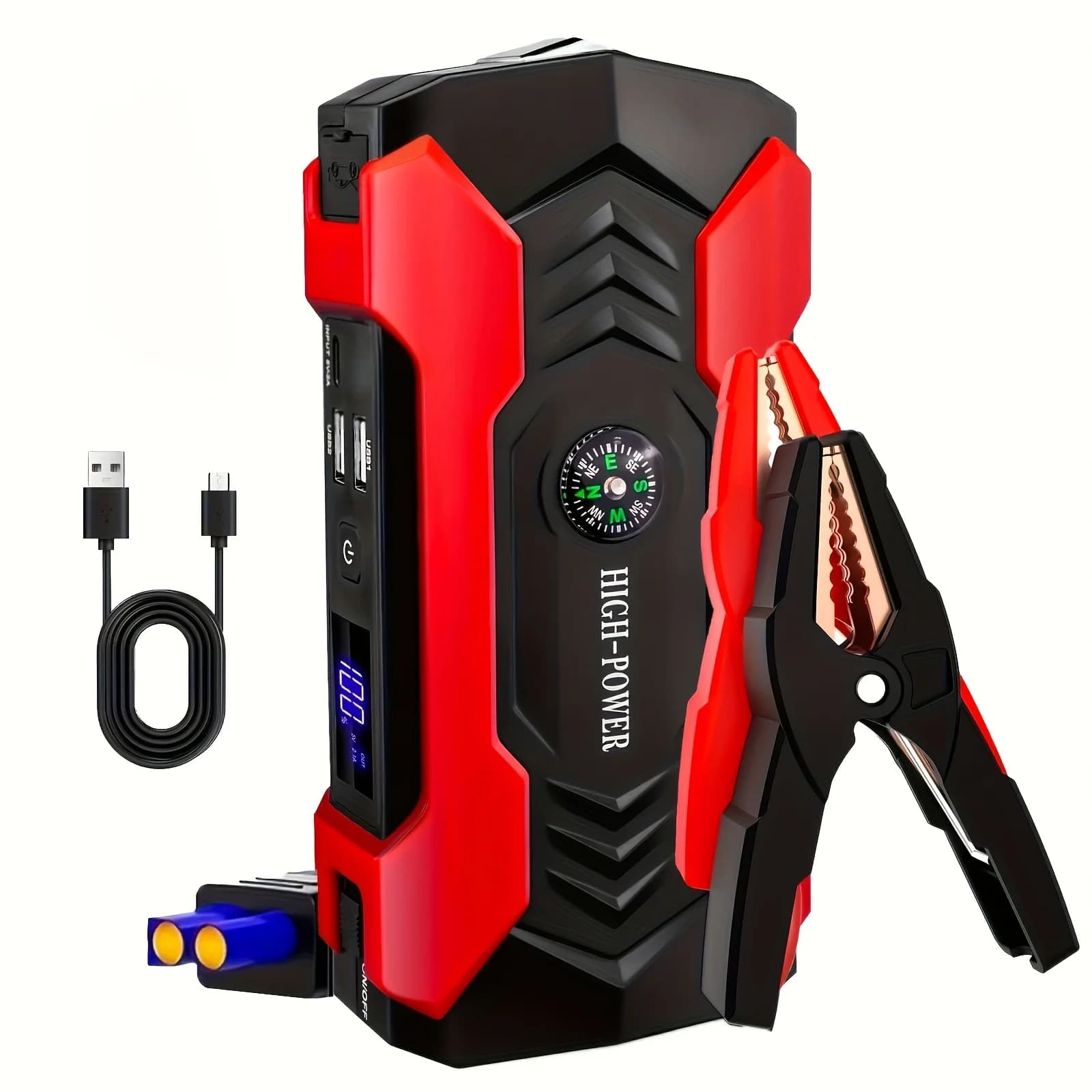 Avviatore d'Emergenza Portatile Super Potente da 29800mAh - Power Bank Tutto-in-Uno per Telefoni, Auto, Moto e Yacht