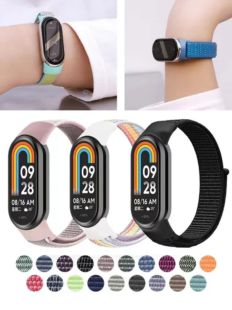 Anello in nylon per xiaomi Mi Band 9-8 NFC cinturino Smart Watch cinturino di ricambio pulsera Correas Mi band 9 versione globale braccialetto