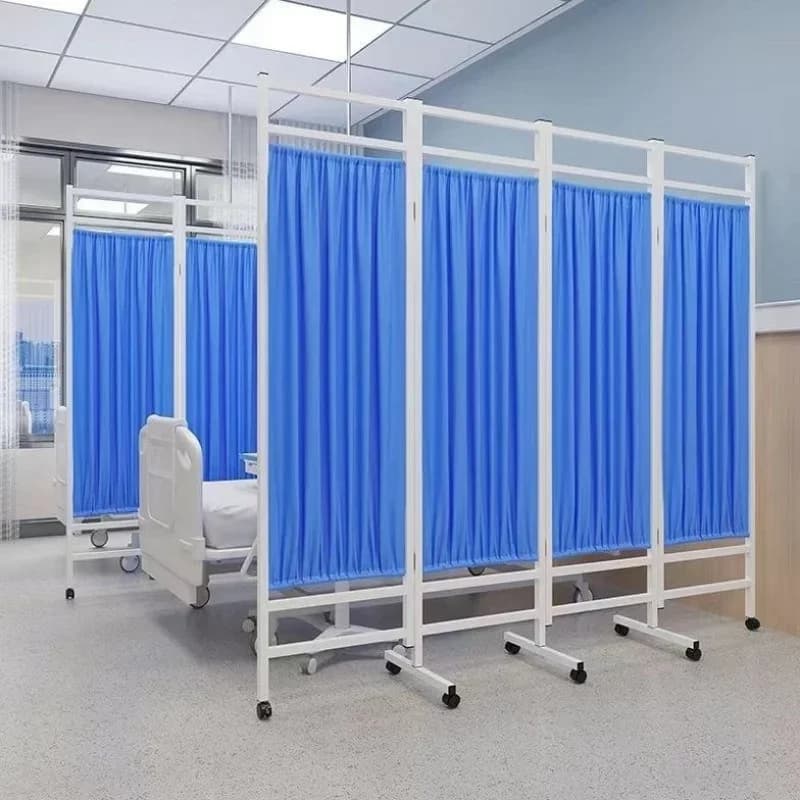 Hospital Folding Privacy Screen Mobile Room Divider with Wheels Medical Curtain Partition for Clinic Massage Beauty Salon Home