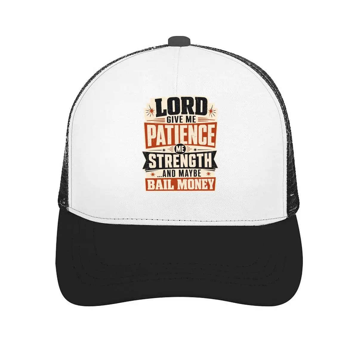 Divertente cappellino da baseball in rete con citazione Faith Patience Strength, cappello casual da esterno per donna, unisex, femminile