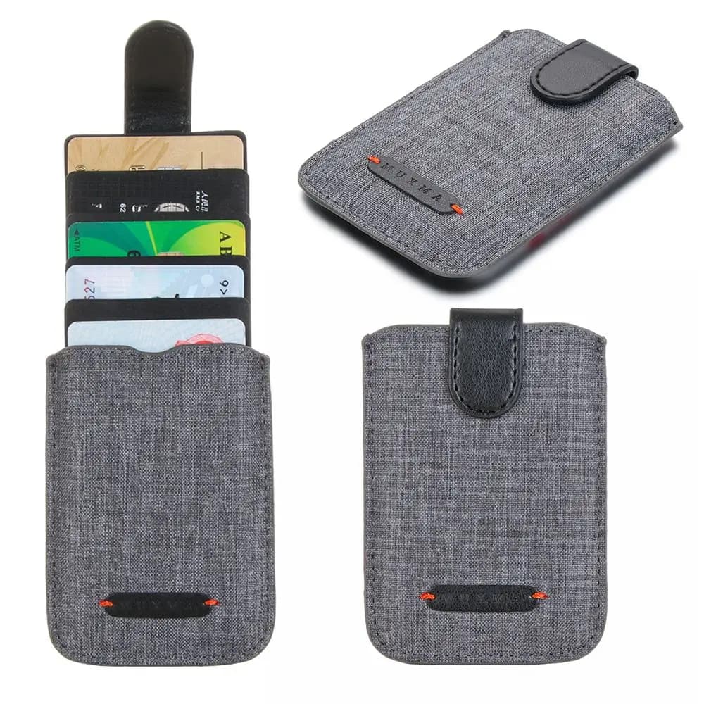 Porta carte di credito adesivo con 5 tiretti, custodia universale per cellulare con blocco RFID, custodia a portafoglio per uomo, porta carte di nome aziendale