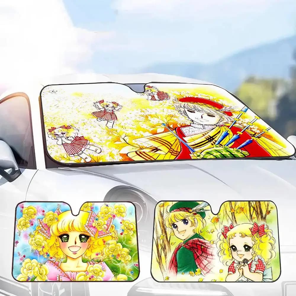 Parasole per Auto Anime C-Candy, Protezione Anti-UV per Parabrezza Anteriore e Posteriore, Accessori Visiera