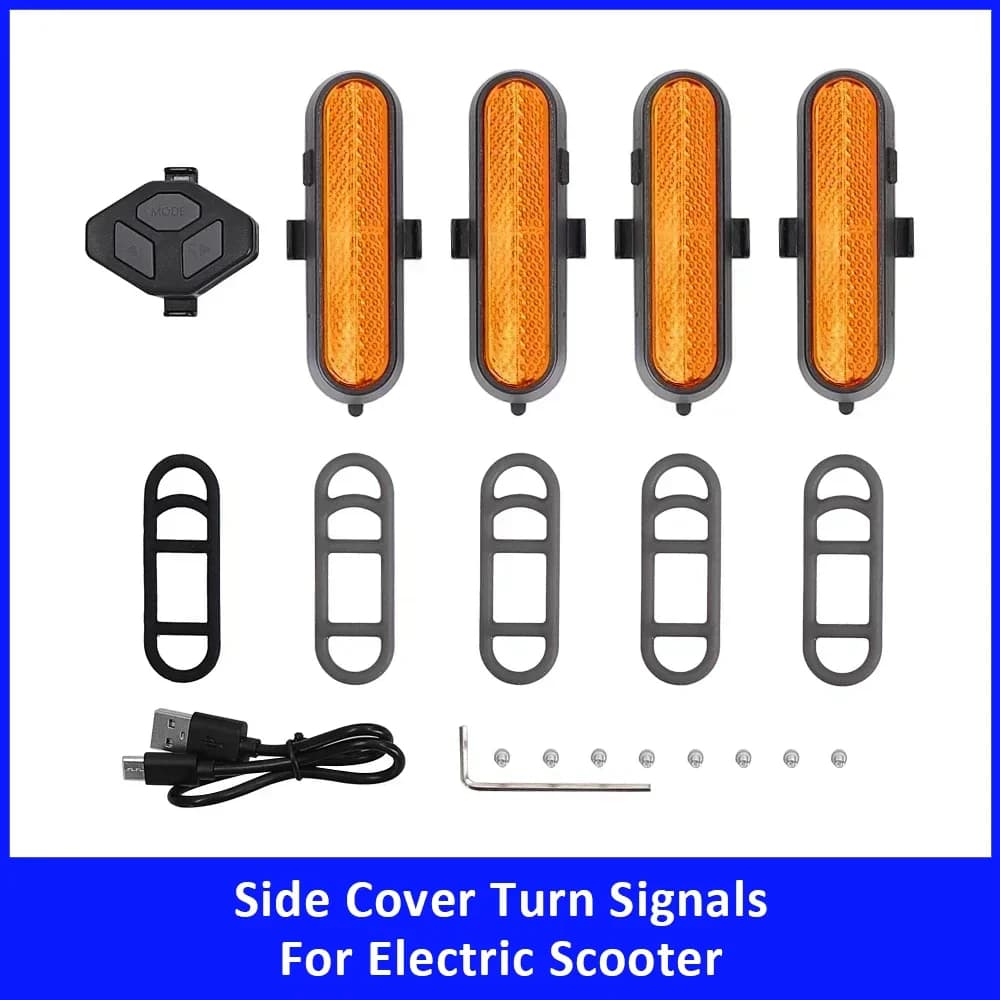 Indicatore di direzione con telecomando senza fili per accessori per scooter elettrici Lampada di avvertimento di sicurezza notturna Indicatore di direzione Copertura laterale