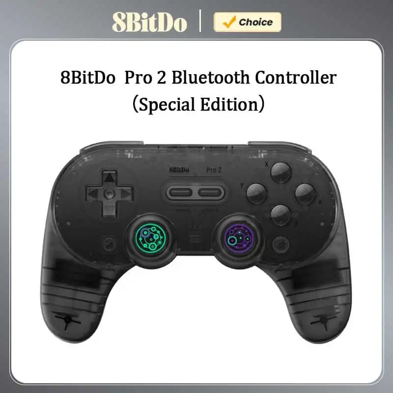 Bluetooth 8BitDo Pro 2 gamepad for Nintendo Switch 2, PC, macOtransparent Blackl Edition)