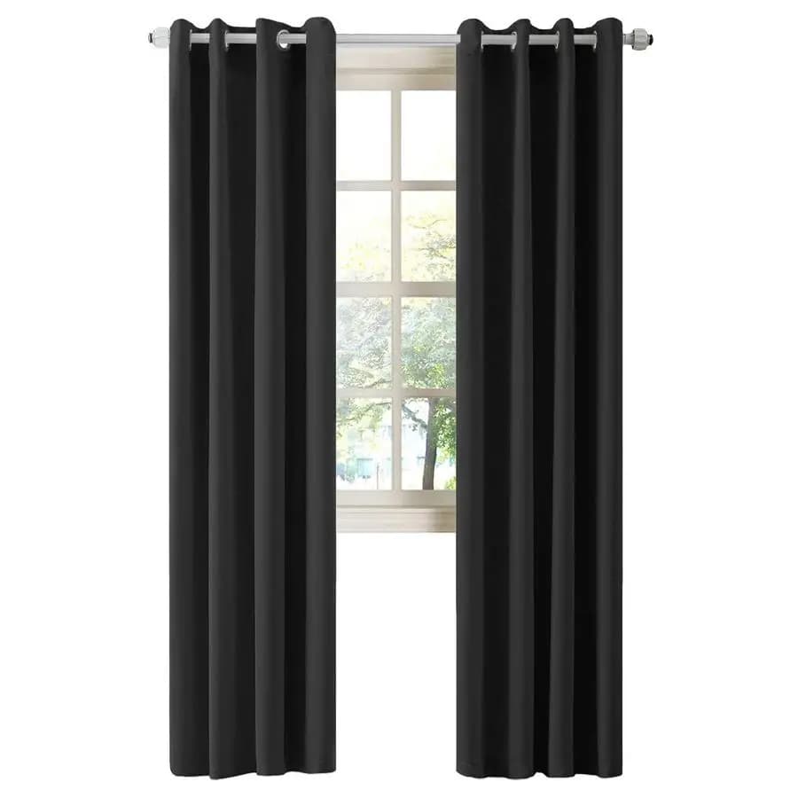 Thermal Insulating Curtains with Living Room and Bedroom Eyelets, Set of 2 Panels