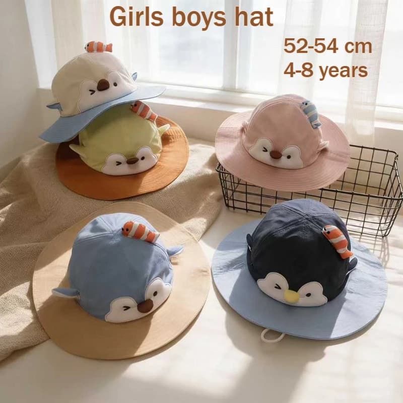 Nuovo Cappello da Pescatore per Bambini 2026, Cartone Animato, 52-54cm, 4-8 Anni, Visiera Parasole per Ragazze, Cappellini Estivi da Viaggio per Esterni, Protezione Solare per Bambini